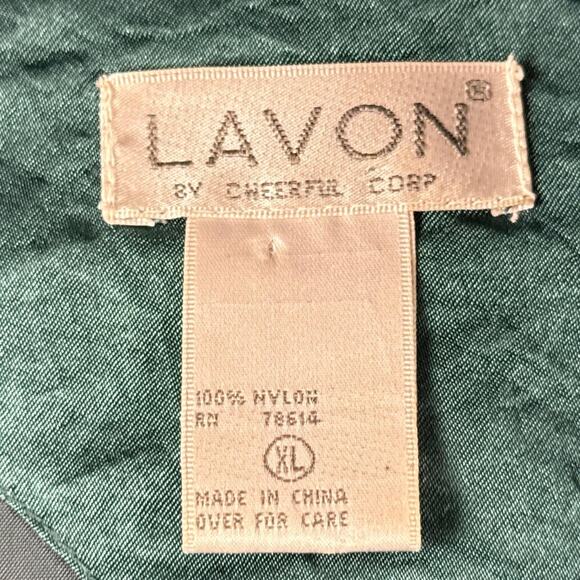 VTG 90's Lavon Shiny Emerald Green Velvet Floral Accents Women’s Jacket XL - Picture 3 of 6